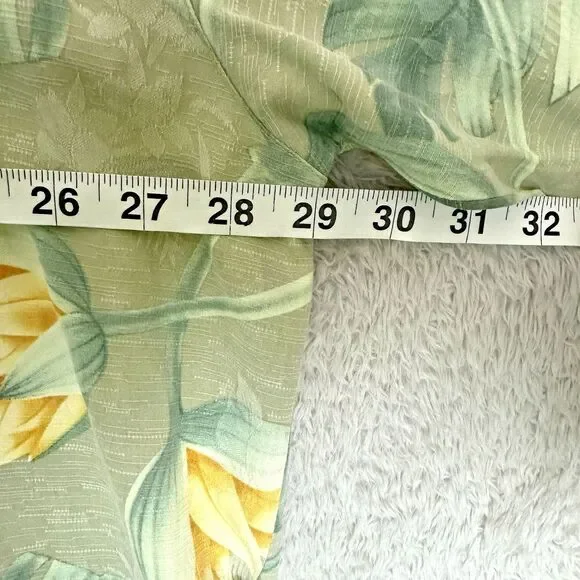 Tommy Bahama Mens XXL Silk Shirt Gray Floral Banana Leaf Aloha Camp Relaxed Fit - Picture 5 of 10